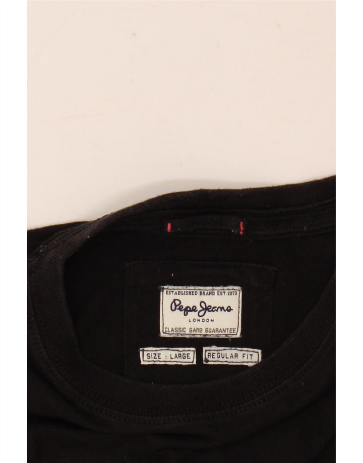 PEPE Jeans Masculino Gráfico Regular Fit Suéter Grande Preto
