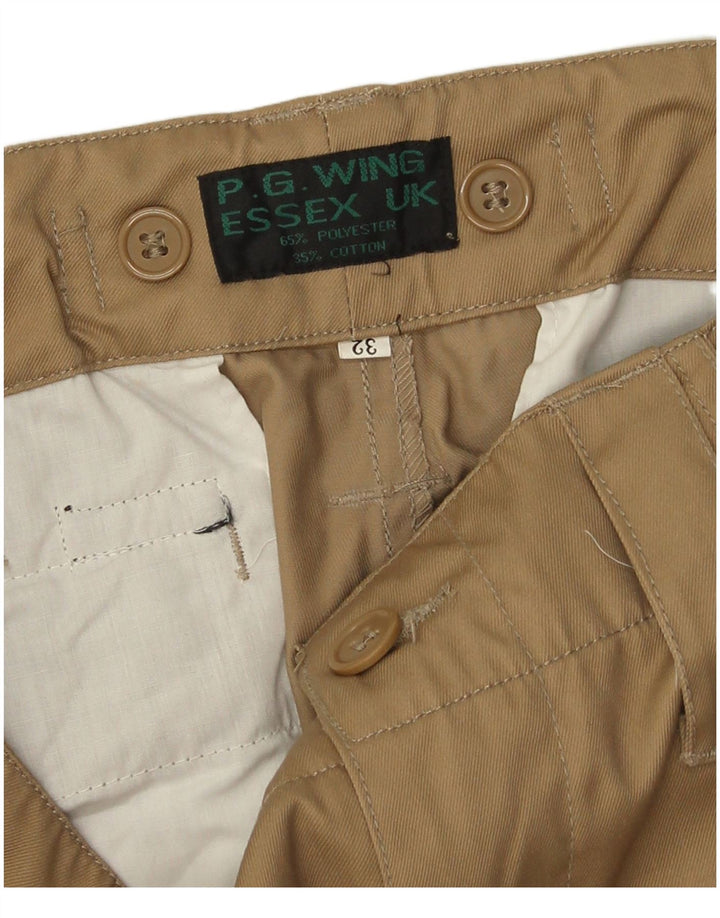 Calças cargo retas masculinas vintage W32 L32 poliéster bege