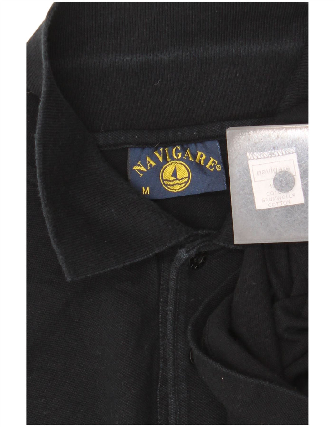 Camisa polo masculina NAVIGARE de algodão preto médio