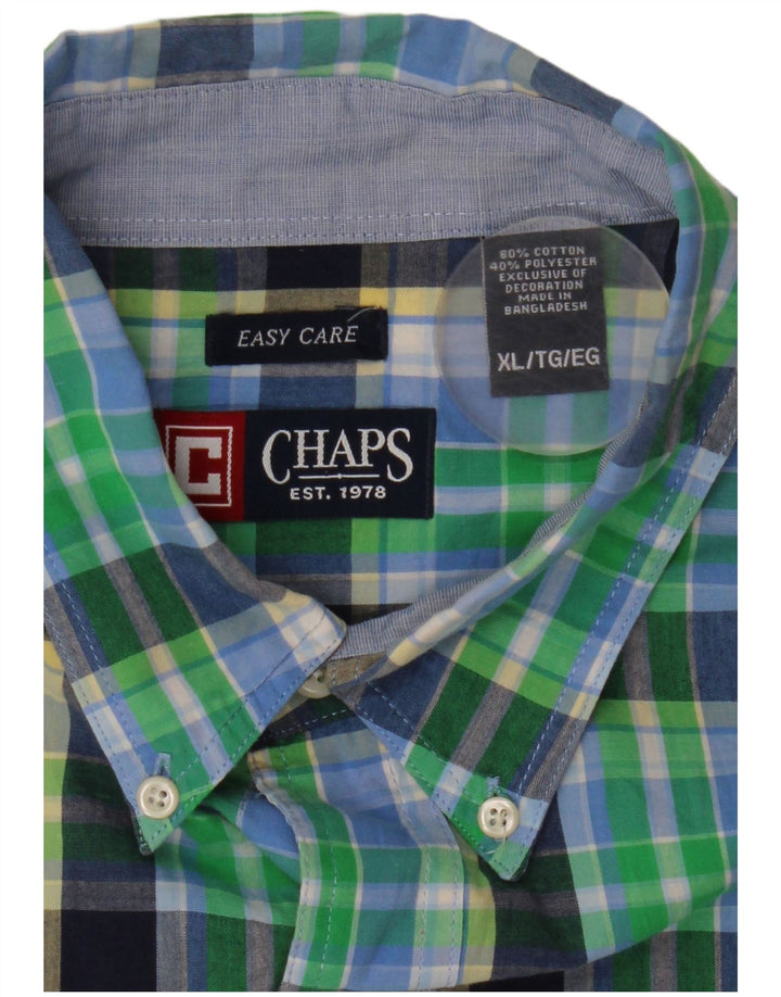 Camisa masculina de manga curta Chaps XL verde xadrez algodão