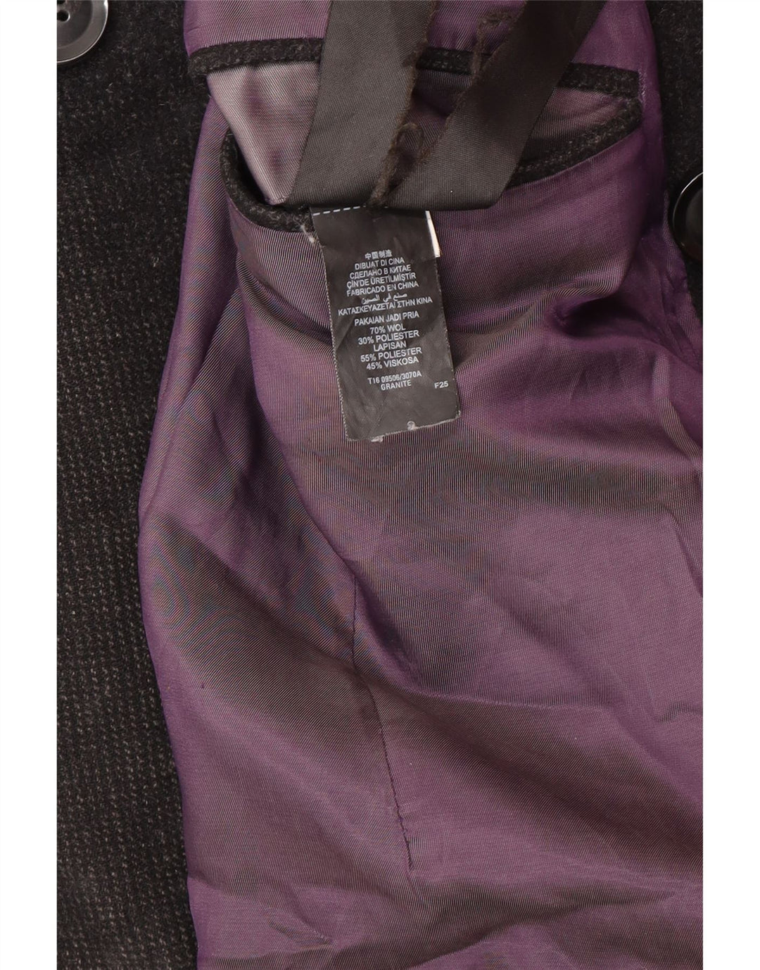 Casaco masculino Marks & Spencer Pea UK 38 lã preta média