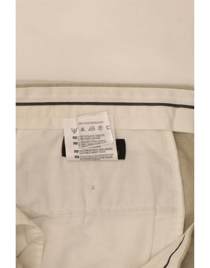 Calça chino reta masculina Marks & Spencer W38 L27 poliéster bege