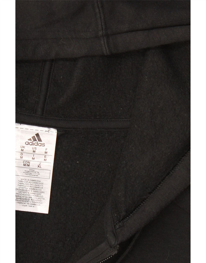 ADIDAS Mens Zip Hoodie Suéter Médio Algodão Preto