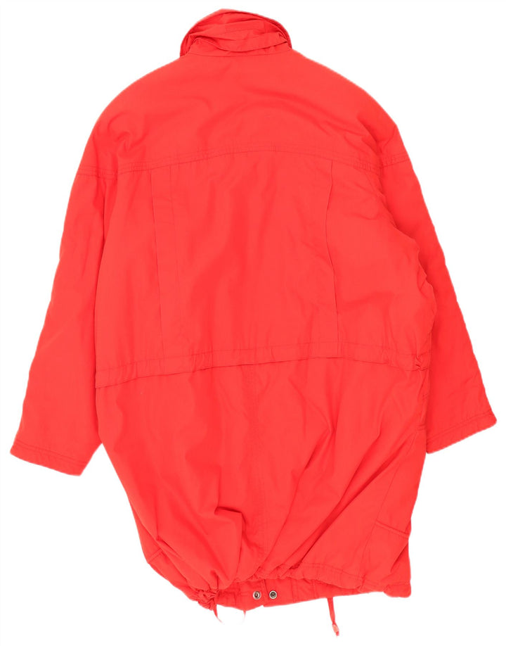 Casaco acolchoado feminino vintage UK 22 3XL poliéster vermelho