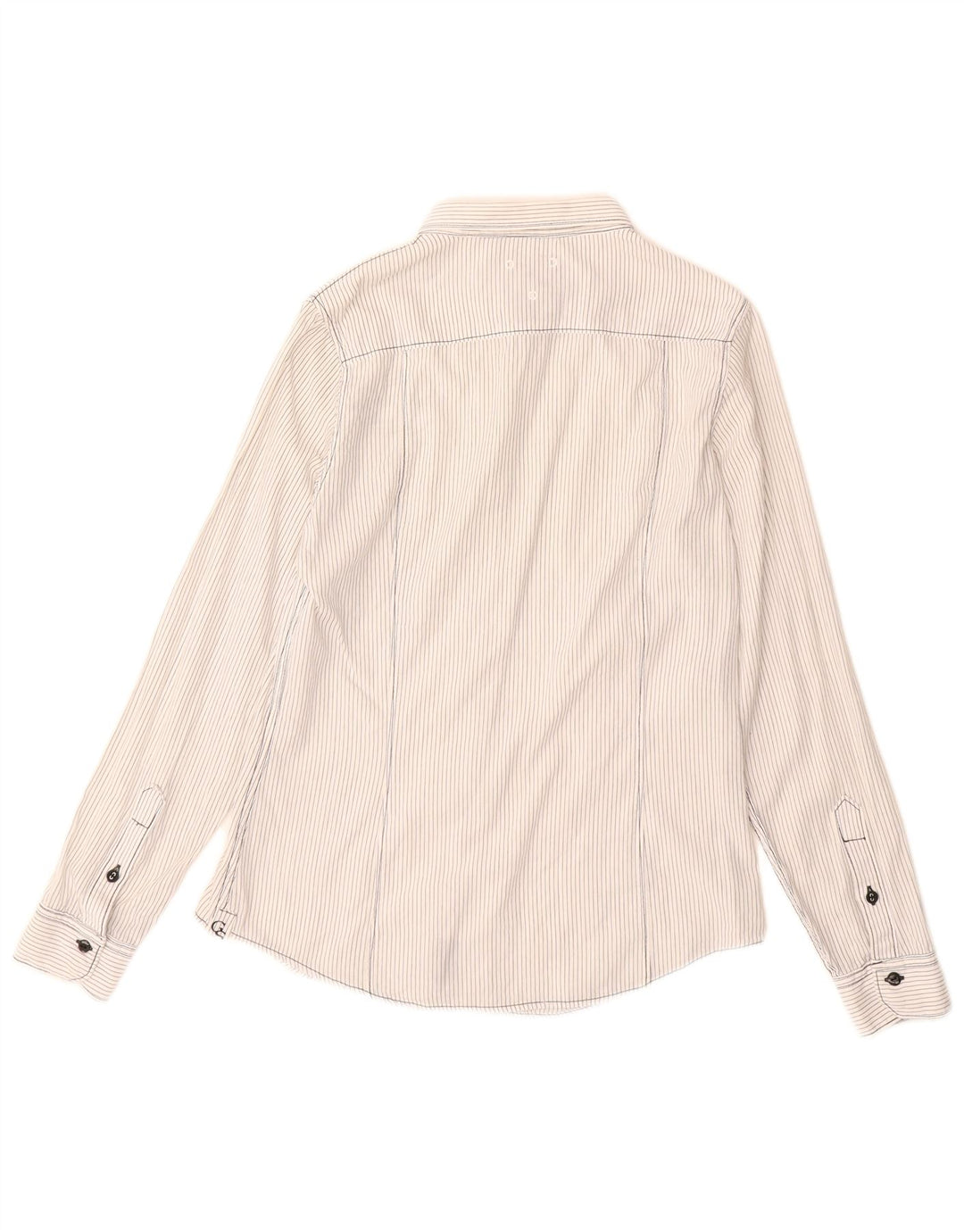 Camisa gráfica feminina G-Star UK 14 algodão listrado branco médio