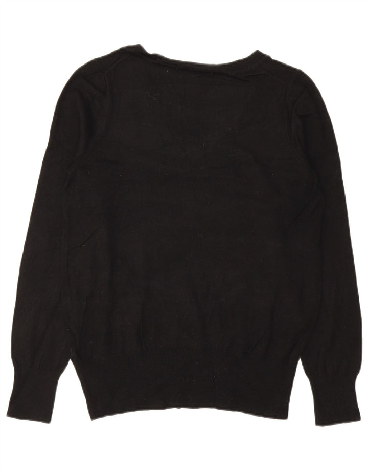 Suéter feminino Marks & Spencer com decote em V Reino Unido 10 pequeno viscose preta