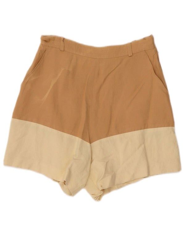 Shorts casuais femininos de cintura alta da Max & Co. UK 10 pequeno W24 marrom colorblock
