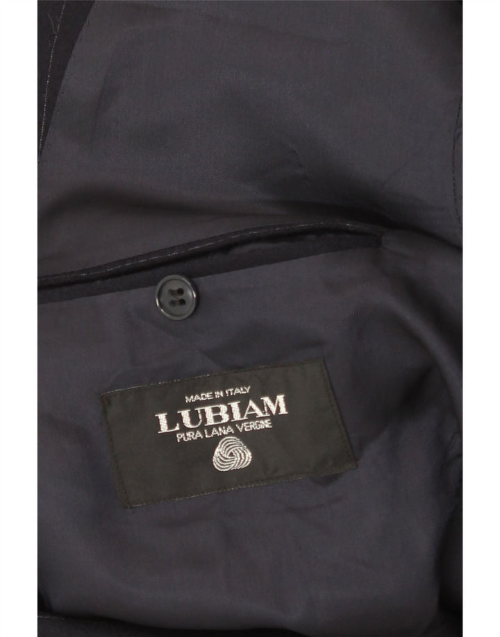 Jaqueta blazer masculina Lubiam com peito duplo Reino Unido 38 risca de giz azul marinho médio