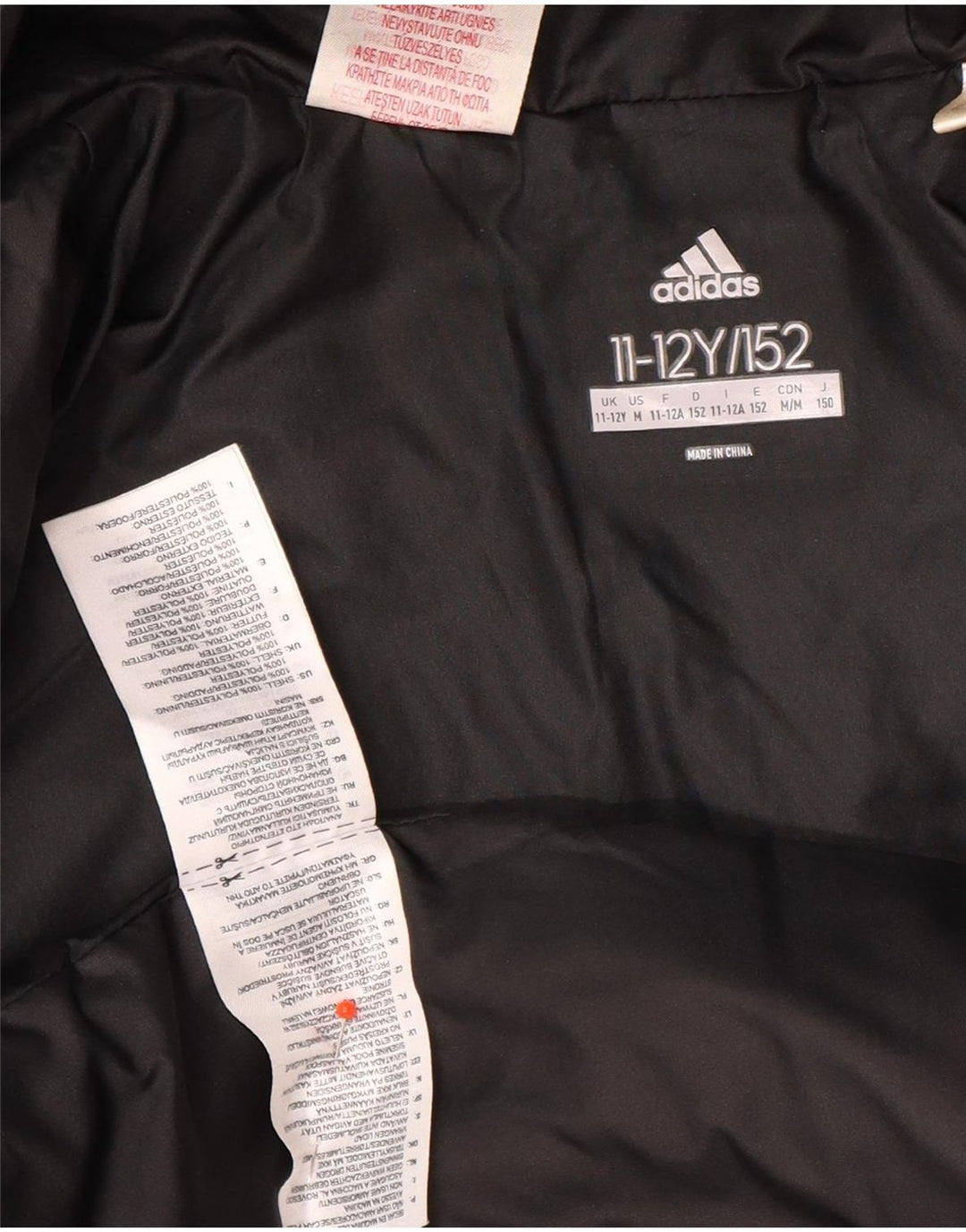 Casaco acolchoado com capuz Adidas Boys 11-12 anos preto poliéster