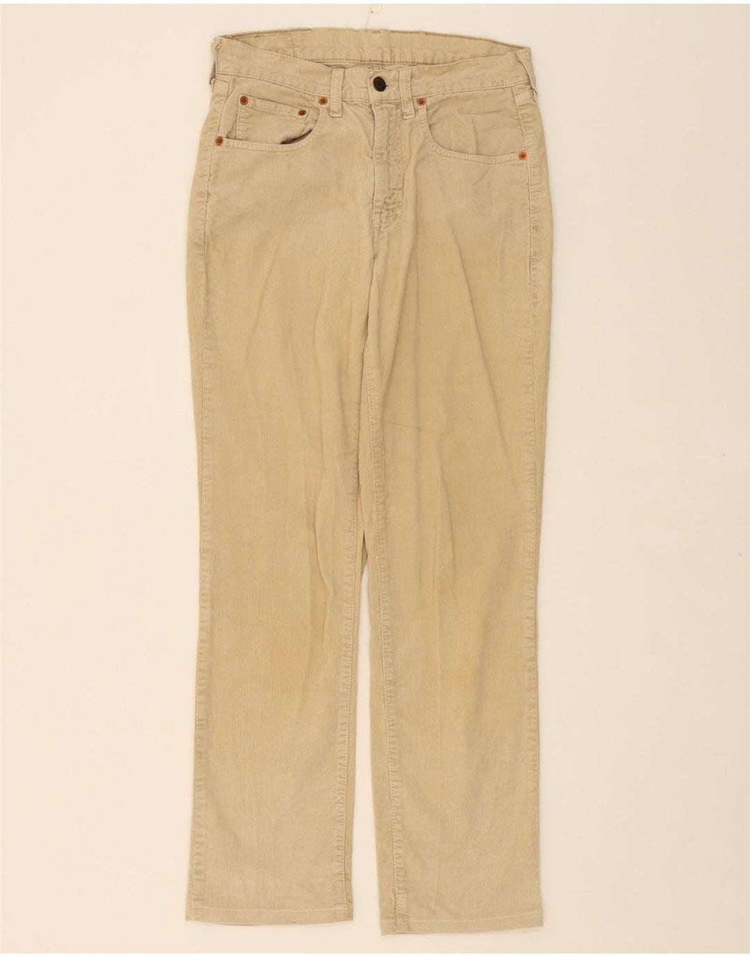 LEVI'S Mens 595 Straight Corduroy Trousers W29 L32 Beige Cotton Vintage Levi's and Second-Hand Levi's from Messina Hembry 