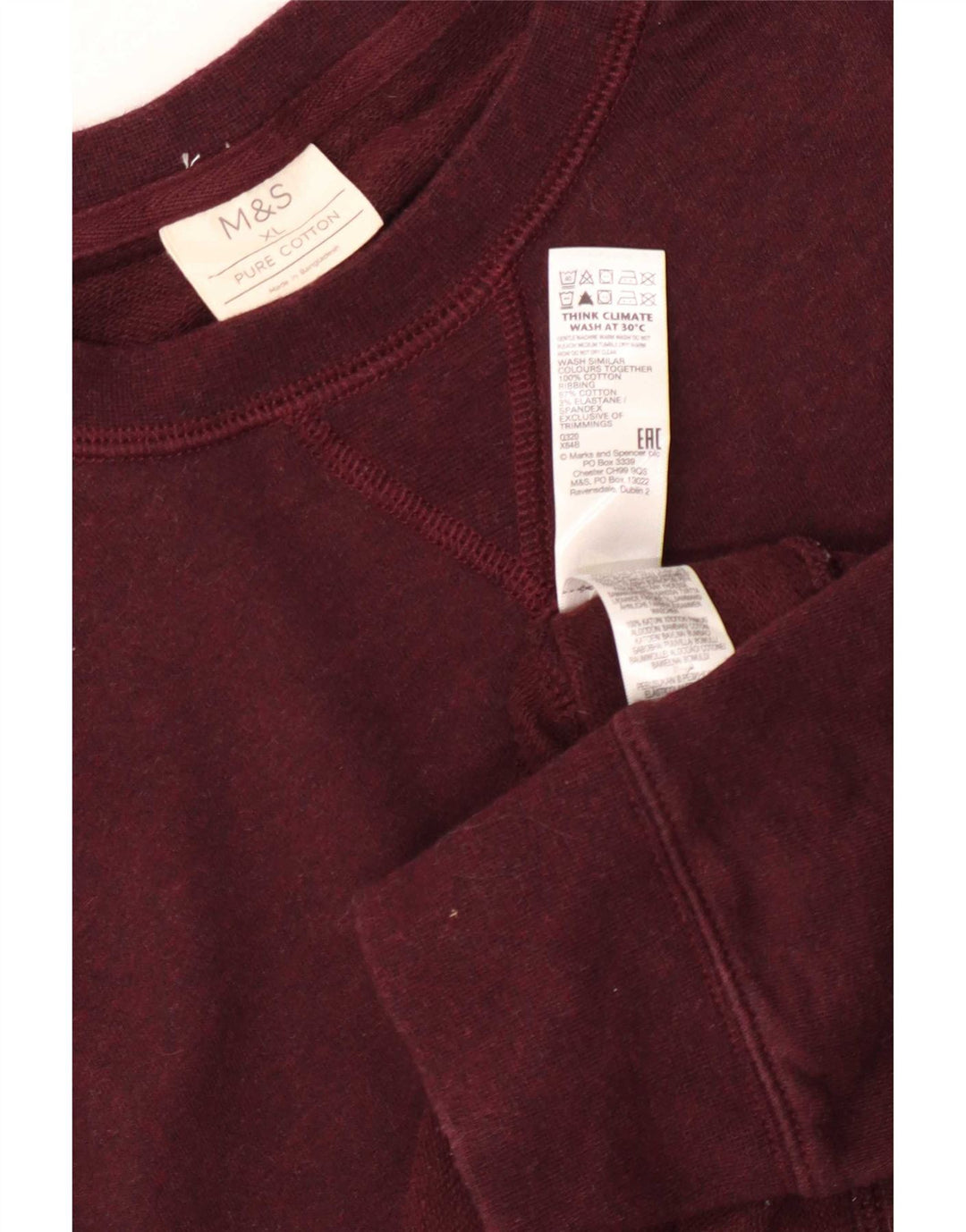 Suéter masculino Marks & Spencer de algodão Borgonha XL