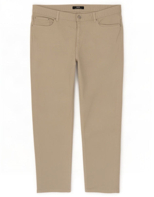 Calça jeans feminina Marks & Spencer UK 16 grande W34 L25 algodão bege