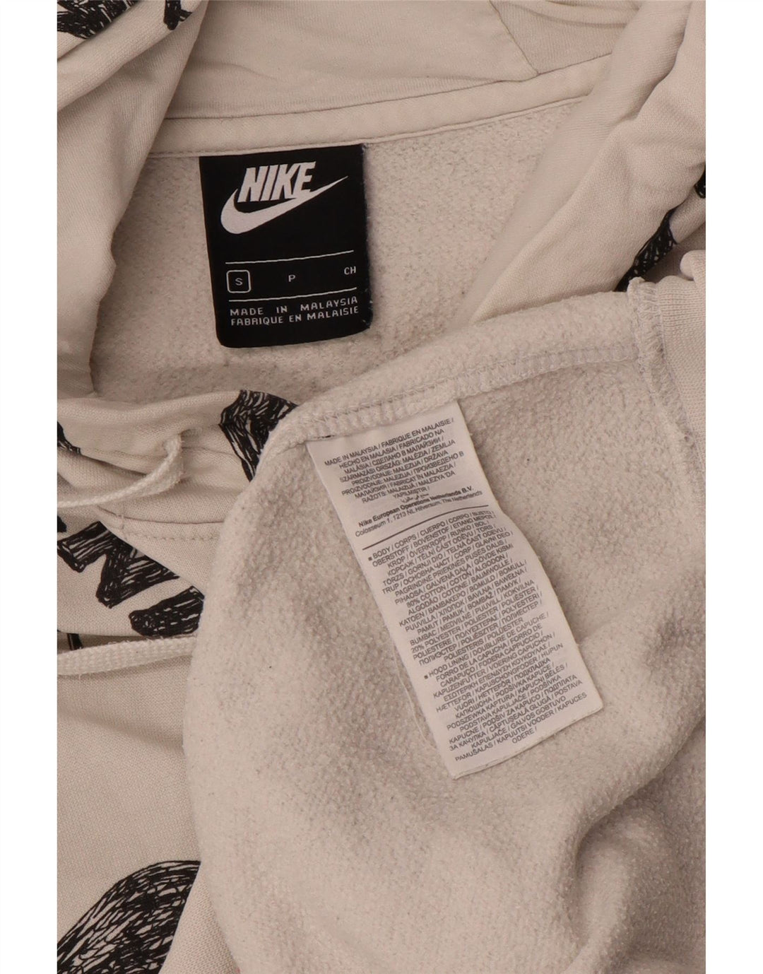 Jumper com capuz gráfico masculino Nike pequeno algodão branco