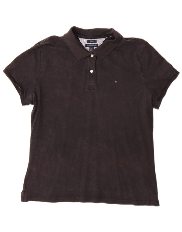 Camisa polo feminina Tommy Hilfiger Slim Fit Reino Unido 18 XL algodão preto