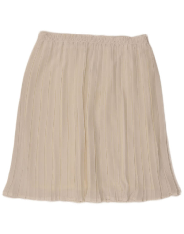Saia plissada W36 XL das mulheres do vintage fora do poliéster branco