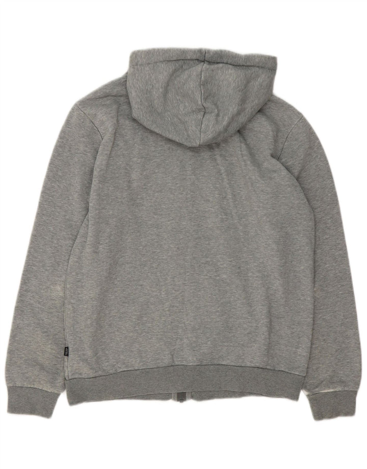 Suéter Puma masculino com capuz e zíper pequeno cinza manchado