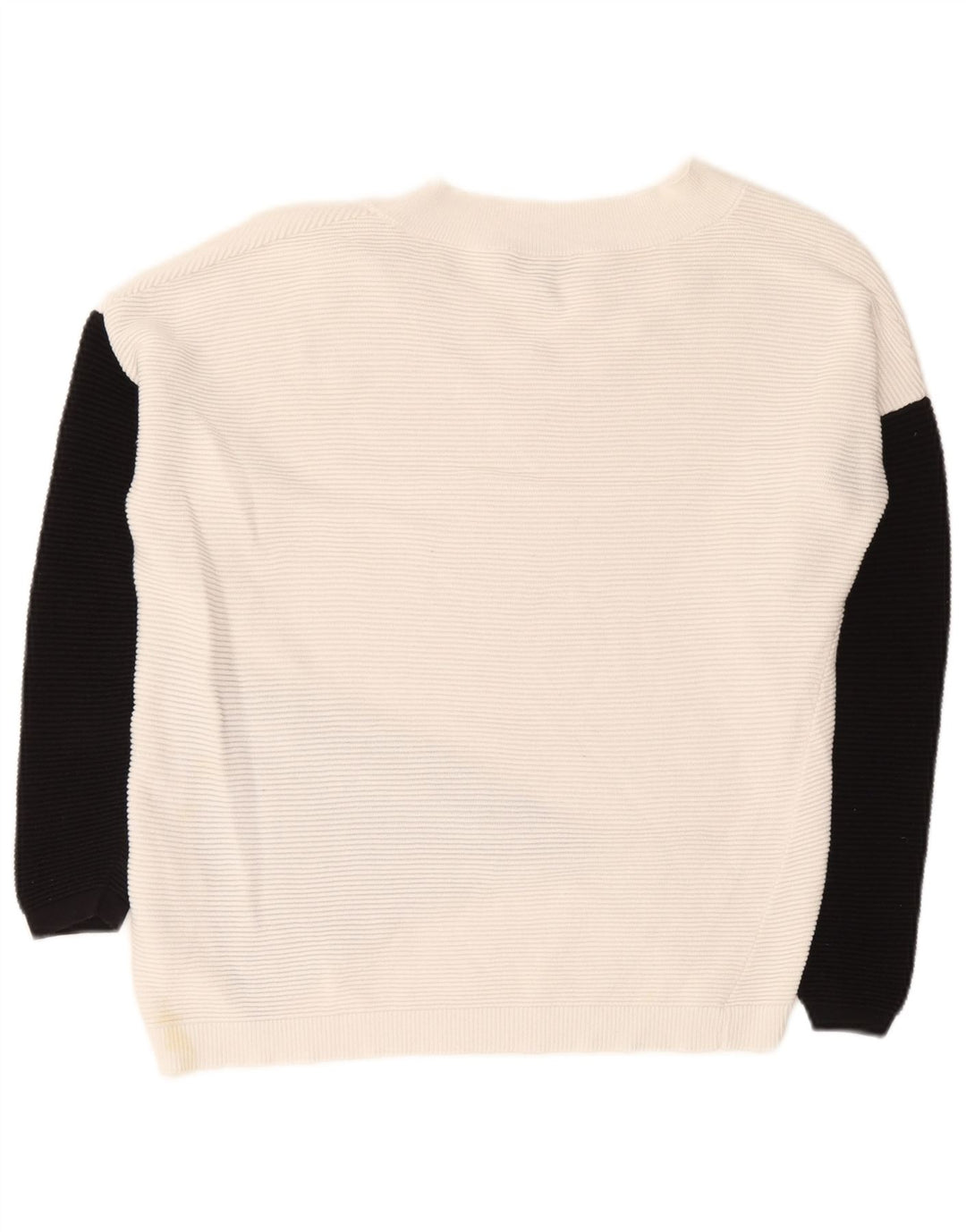 Suéter feminino Phase Eight com decote em V UK 10 pequeno bloco colorido branco