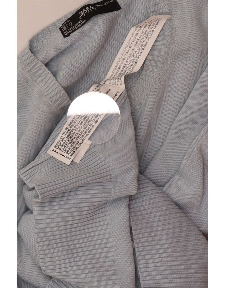 Zara Suéter masculino com gola redonda XL algodão azul