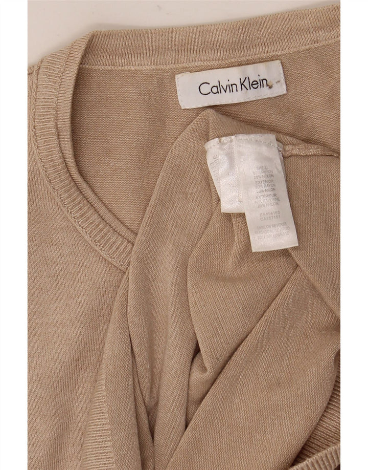 Calvin Klein Colete Feminino Top UK 12 Médio Bege Rayon