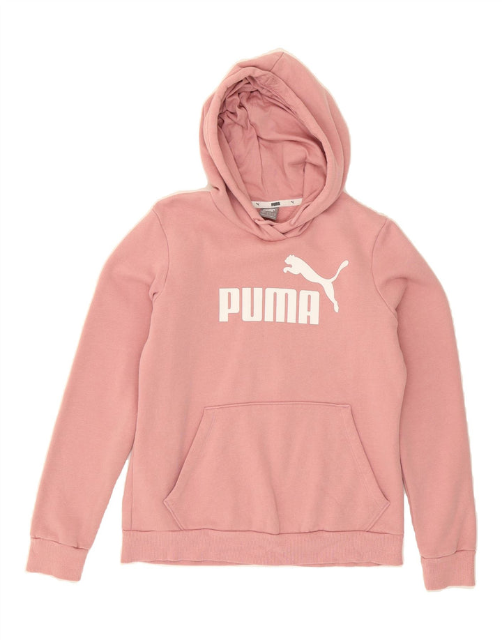 PUMA Womens Graphic Hoodie Jumper UK 12 Medium Pink Cotton Vintage Puma and Second-Hand Puma from Messina Hembry 