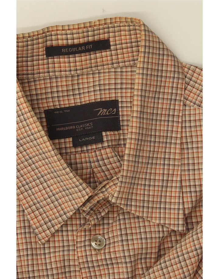 Camisa masculina Marlboro Classics Regular Fit grande xadrez marrom