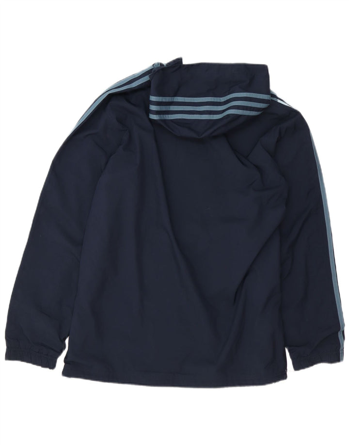 Jaqueta de chuva Anorak com capuz para meninos ADIDAS 13-14 anos azul marinho poliéster