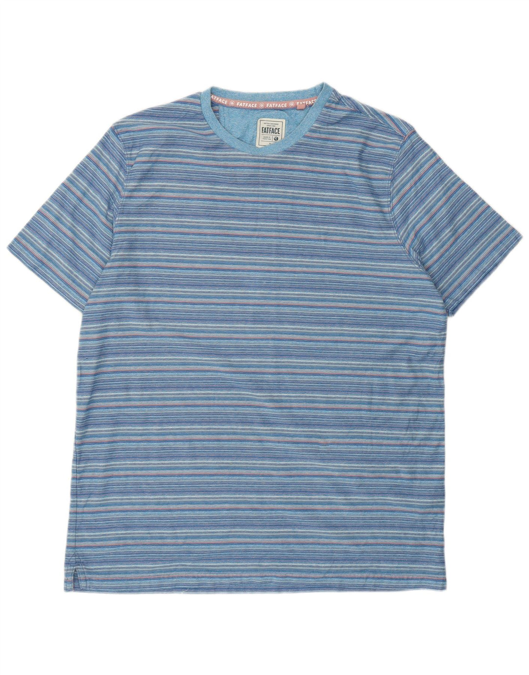 Camiseta masculina Fat Face Top XL algodão listrado azul