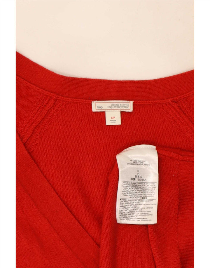 Suéter cardigã feminino grande da Gap Reino Unido 10 pequeno nylon vermelho