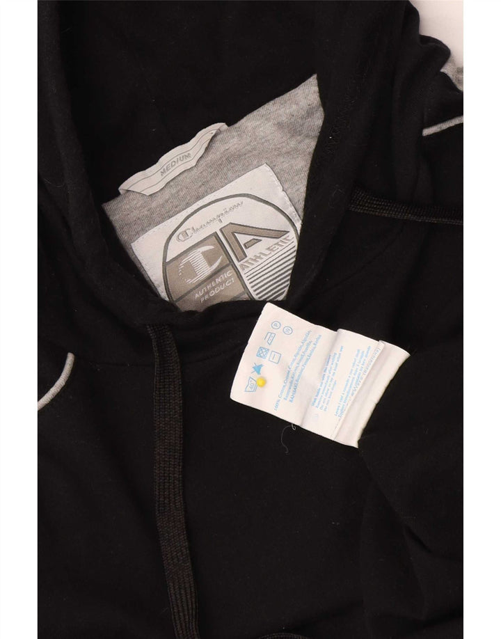 Campeão masculino com capuz, manga comprida, médio, preto, algodão colorblock