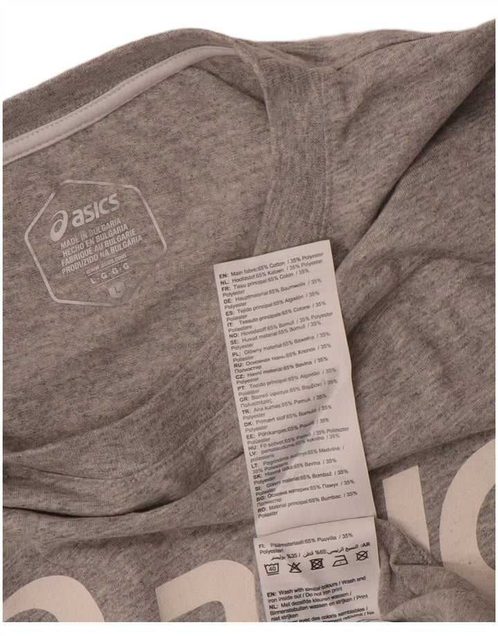 Camiseta gráfica masculina Asics Top grande algodão manchado cinza