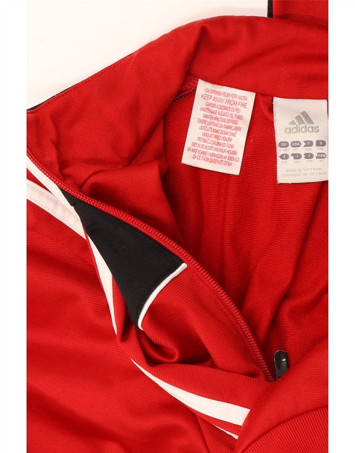ADIDAS Meninos Tracksuit Top Jacket 15-16 Anos Vermelho Colourblock Poliéster