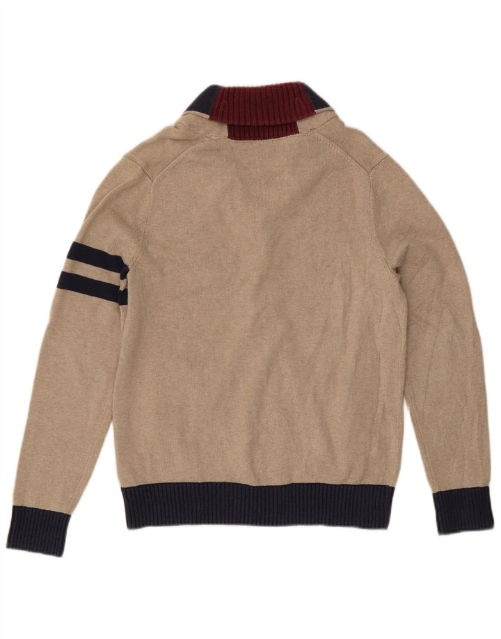 Tommy Hilfiger Suéter Cardigan Gráfico Feminino Reino Unido 10 Pequeno Bege