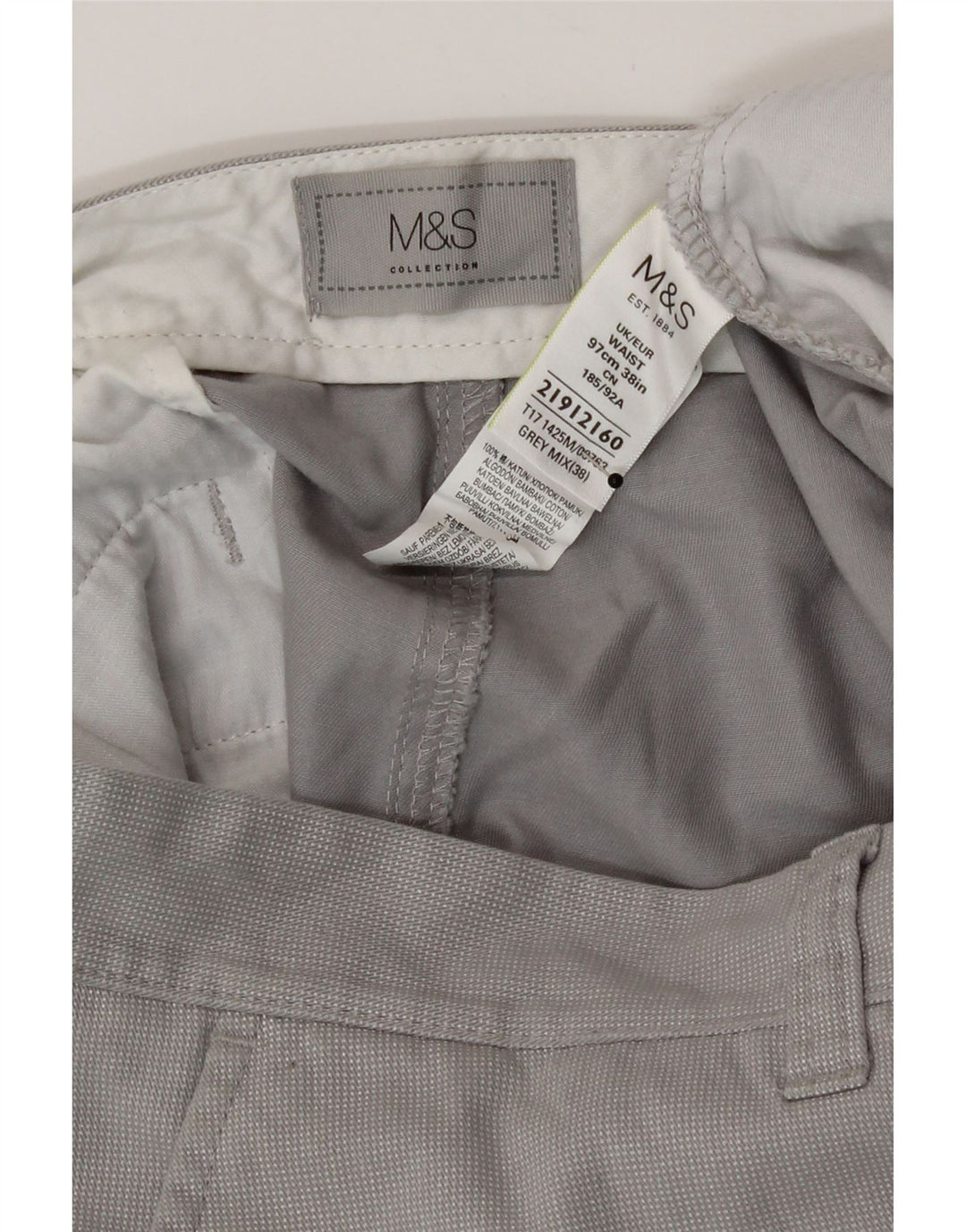 Shorts Chino Masculino Marks & Spencer W38 XL Algodão Cinza