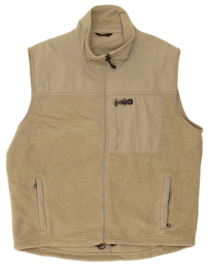 Marks & Spencer Mens Fleece Gilet UK 40 Grande Poliéster Bege