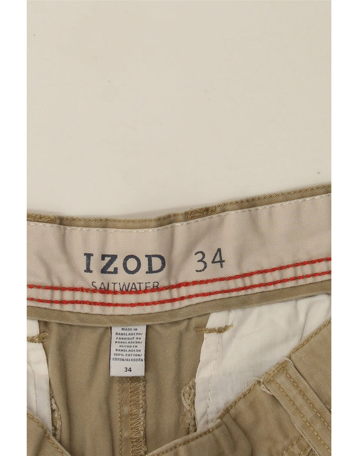 Shorts cargo masculino IZOD água salgada W34 algodão bege grande