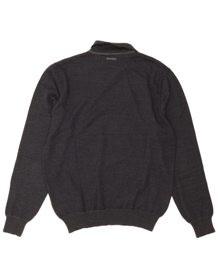 Suéter masculino Marlboro Classics com gola polo, grande lã cinza