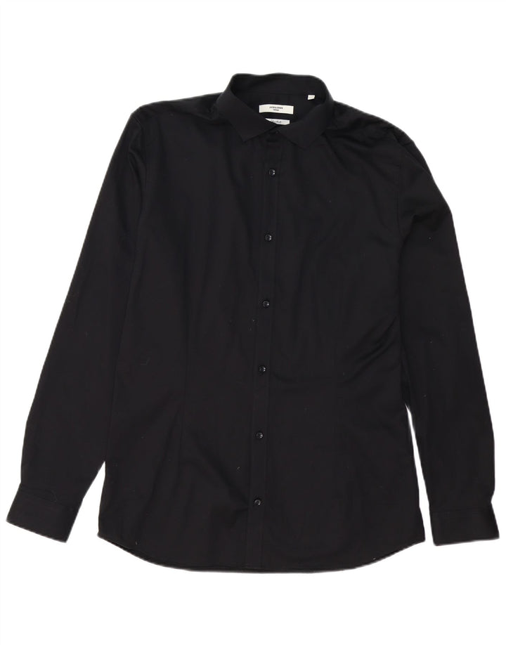 Camisa masculina Jack & Jones grande algodão preto