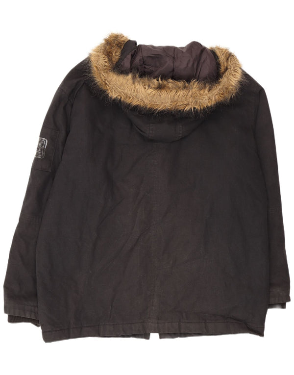 Jaqueta Parka masculina Quiksilver com capuz UK 40 grande algodão preto