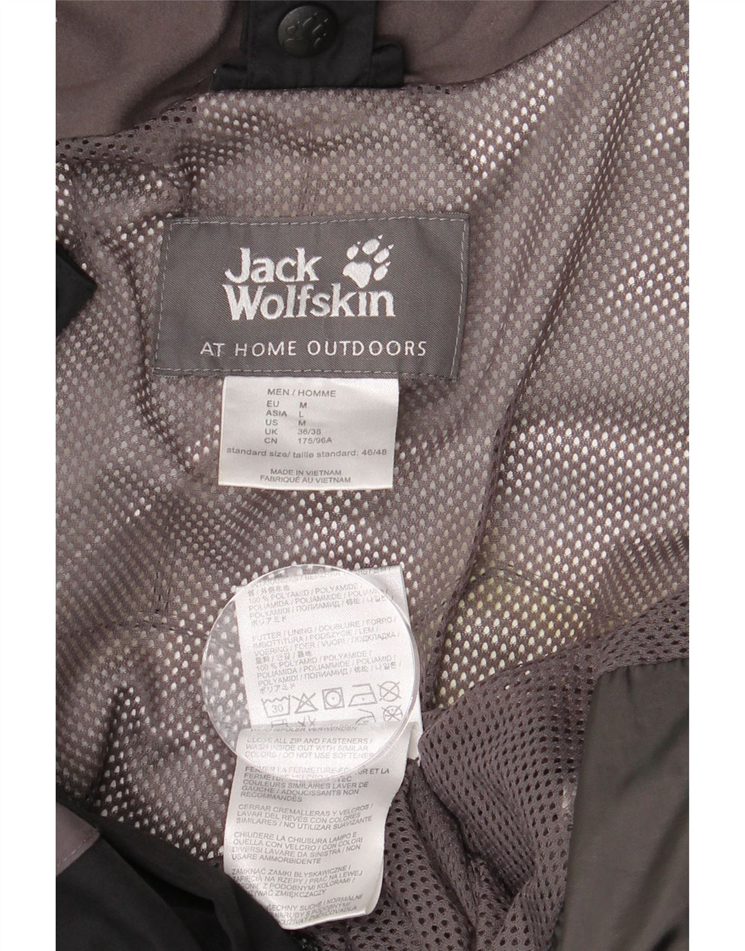 Jaqueta de chuva masculina JACK WOLFSKIN com capuz Reino Unido 36/38 bloco colorido preto médio