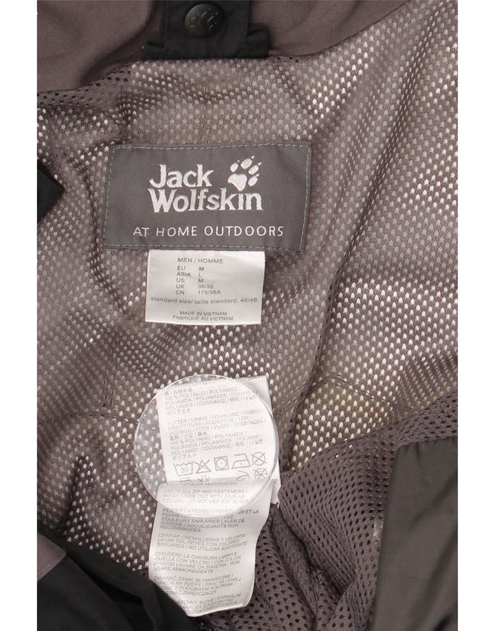 Jaqueta de chuva masculina JACK WOLFSKIN com capuz Reino Unido 36/38 bloco colorido preto médio