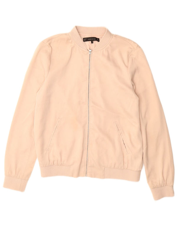 Jaqueta bomber feminina Zara UK 10 poliéster bege pequeno