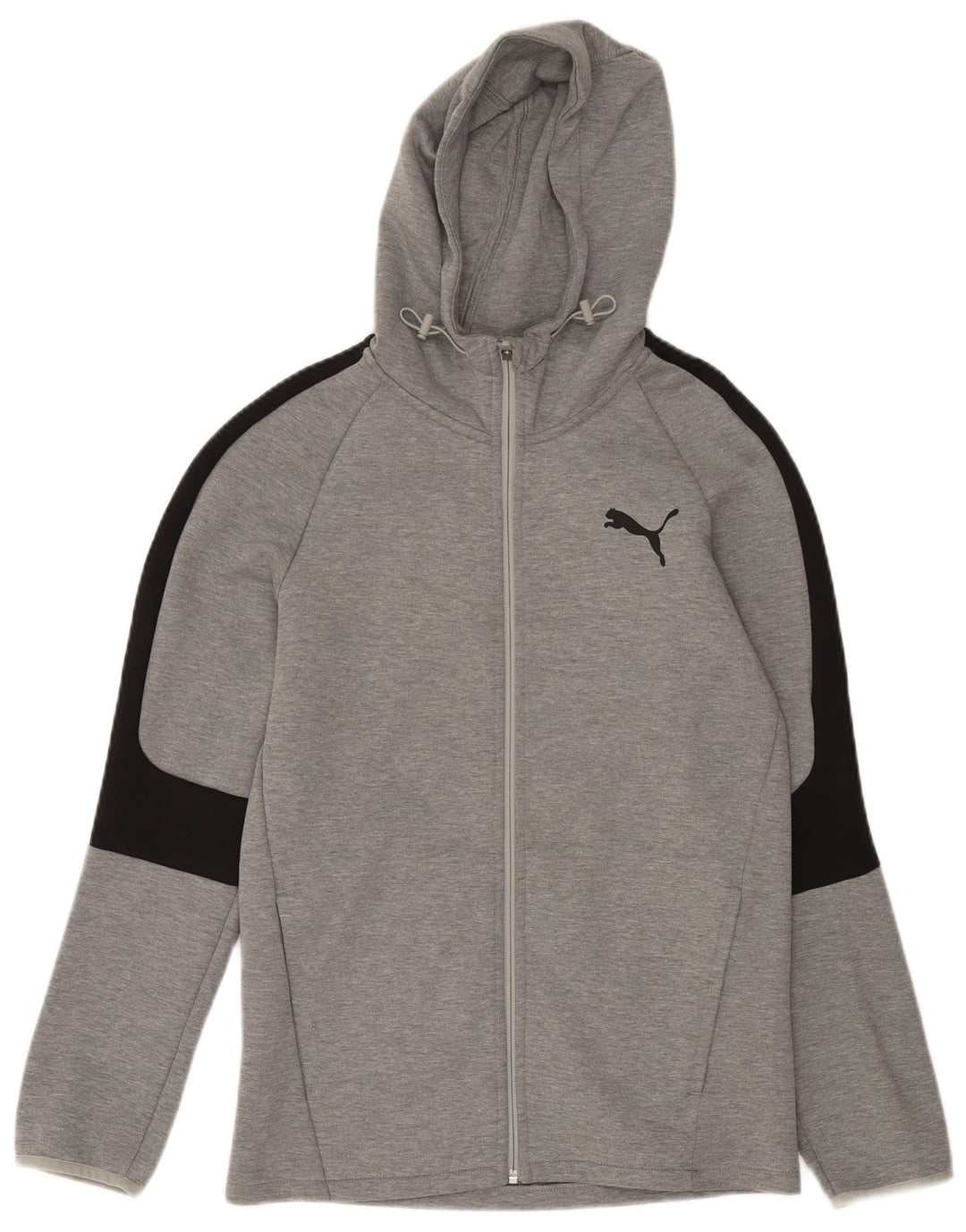 Suéter masculino Puma com capuz e zíper pequeno cinza colorblock algodão