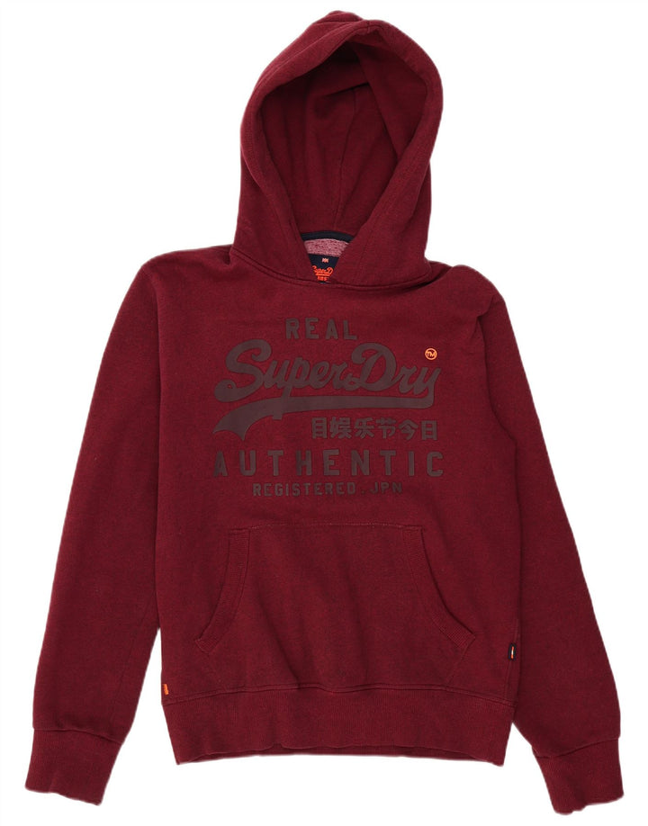 SUPERDRY moletom com capuz masculino gráfico médio algodão Borgonha