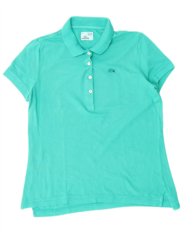 Camisa polo feminina LACOSTE tamanho 42 grande algodão turquesa