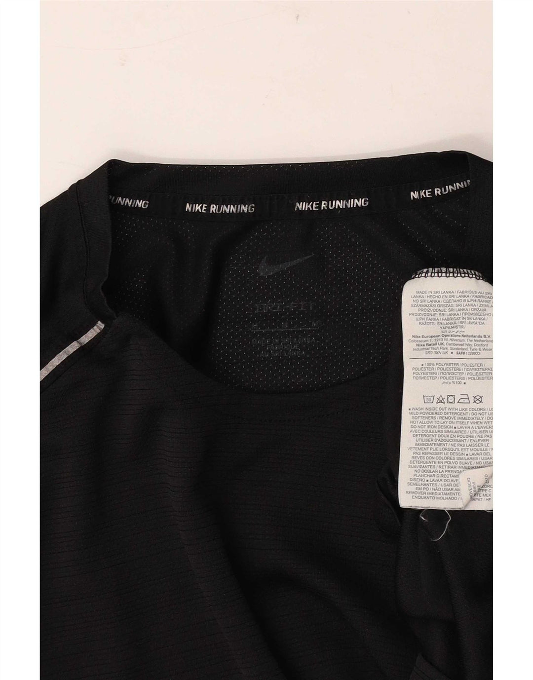 Camiseta masculina Nike Dri Fit Top médio preto listrado poliéster
