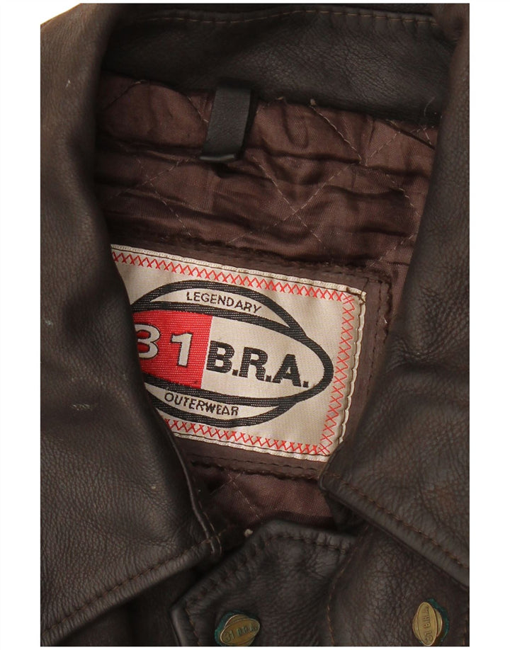 Jaqueta de couro masculina VINTAGE UK 42 XL marrom