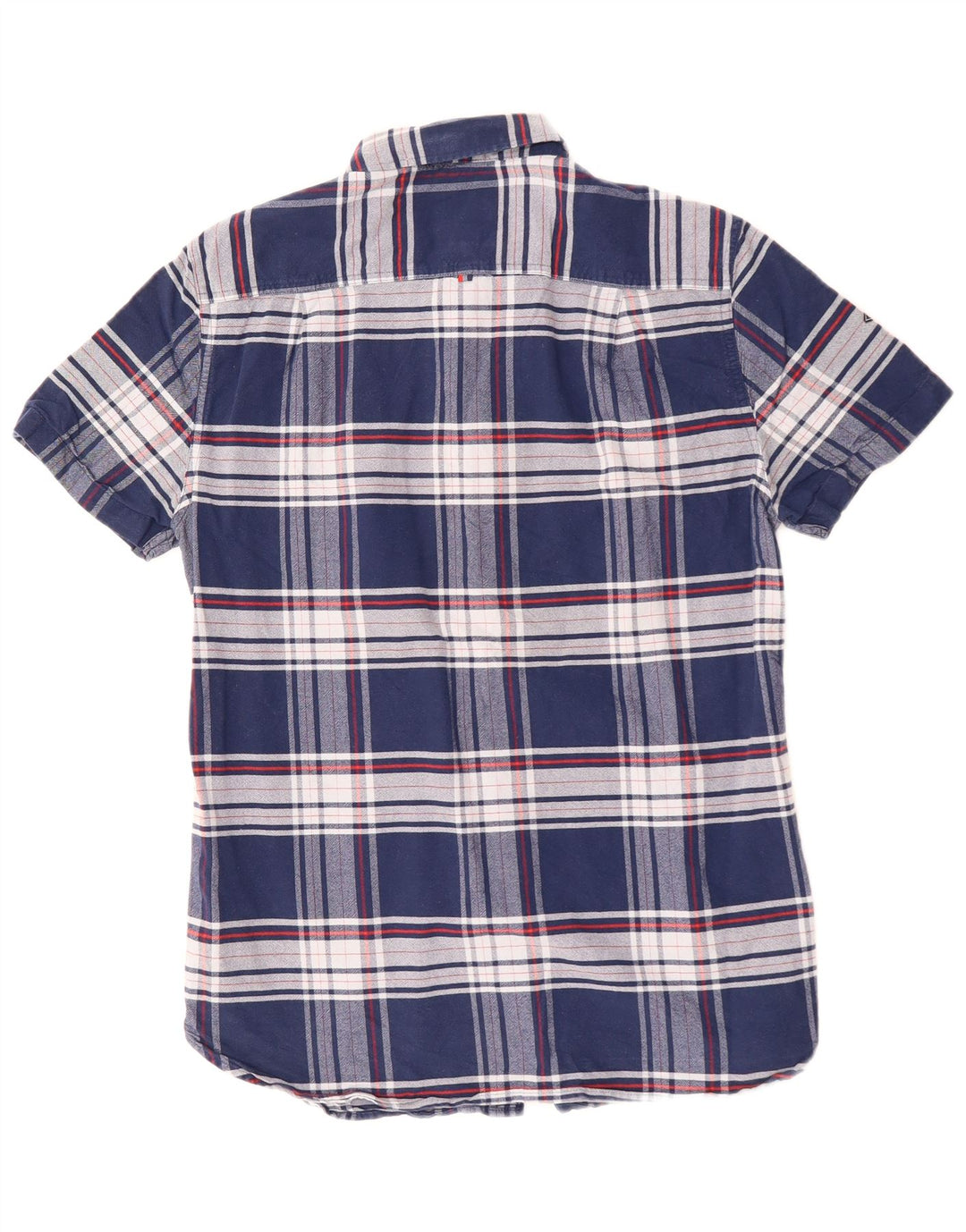 Camisa masculina de manga curta SUPERDRY algodão xadrez azul marinho médio