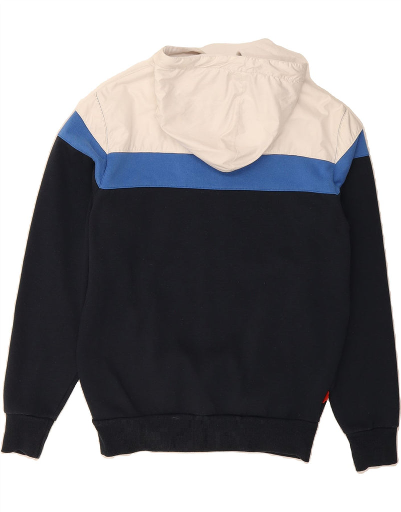KICKERS Mens Zip Hoodie Sweater Small Navy Blue Colourblock Cotton Vintage Kickers and Second-Hand Kickers from Messina Hembry 