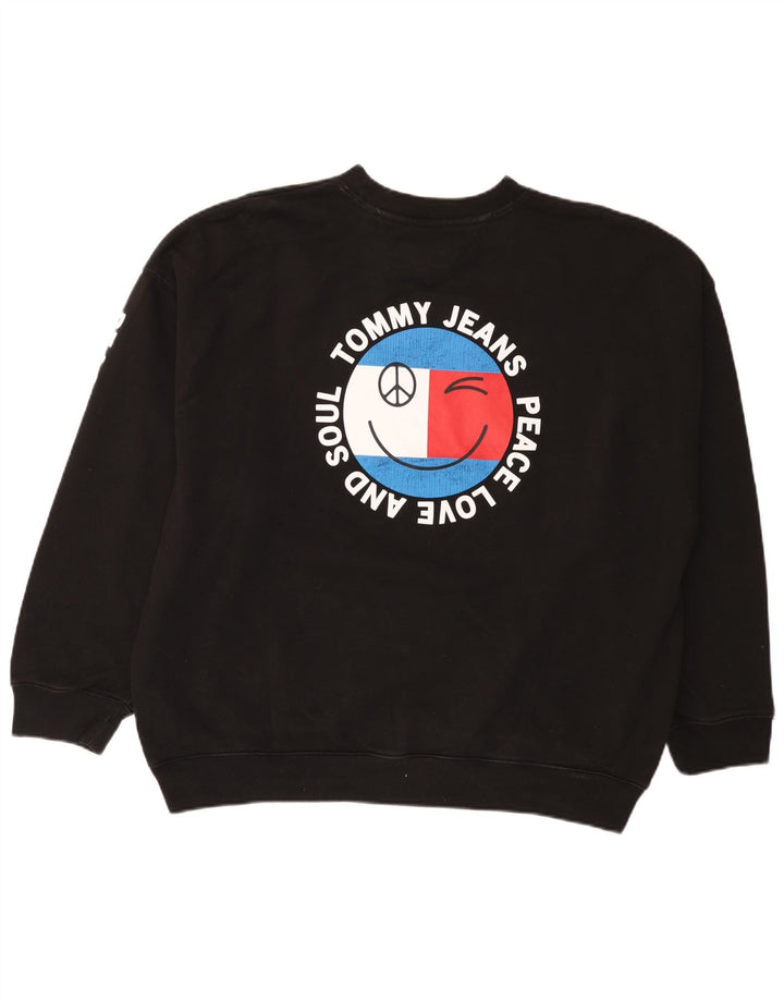 Tommy Hilfiger moletom gráfico masculino jumper grande algodão preto