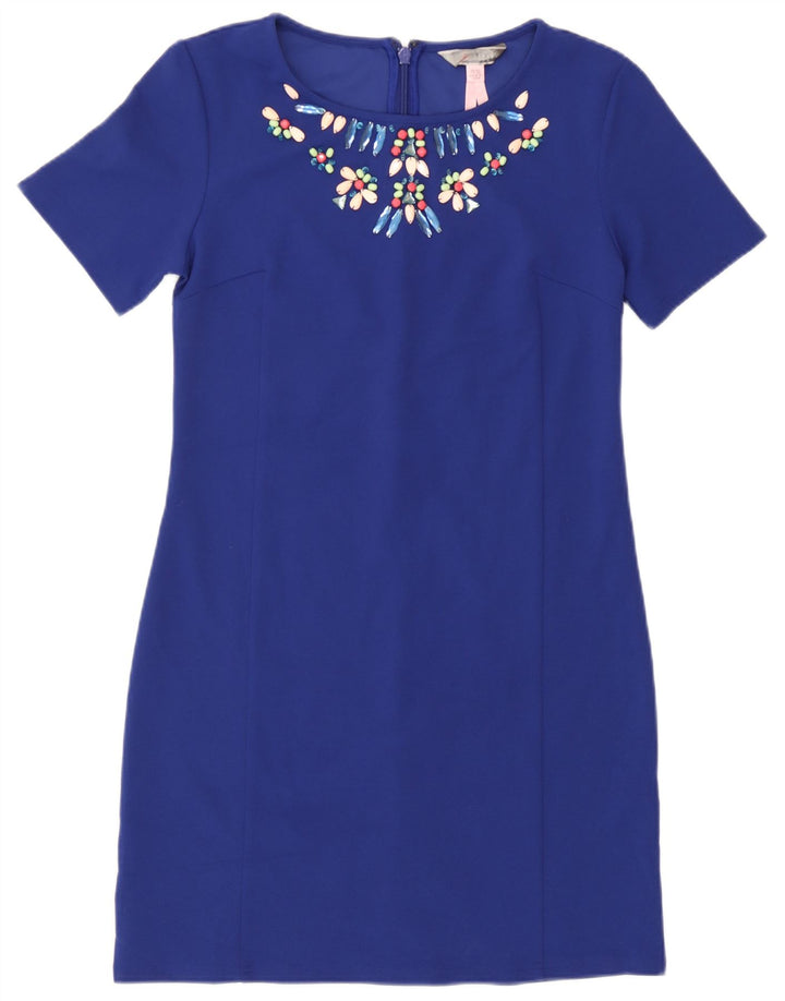 Vestido bainha feminino Lipsy UK 10 pequeno azul poliéster